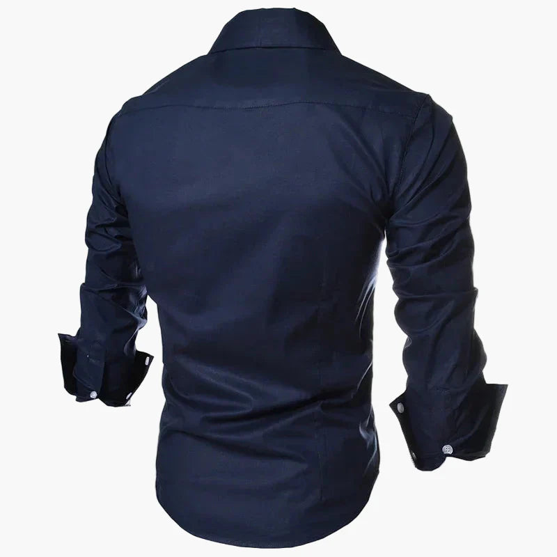 Herre business fritidsskjorte slim fit moderne langermet skjorte – Elegant stil for kontor og hverdag