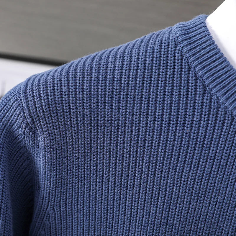 Pull homme à col rond en maille – sweat décontracté à manches longues, disponible en plusieurs couleurs