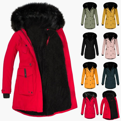 Giacca invernale da donna stile vintage con cappuccio e collo in pelliccia – Elegante cappotto per tutti i giorni e tempo libero