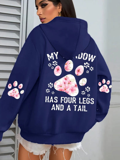 Hoodie für Damen mit Kapuze und Tiermotiv Print – Oversize Sweatshirt mit Pfotenabdruck
