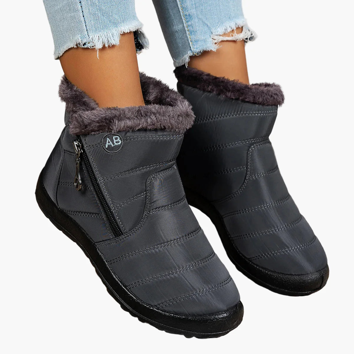 Dames winter enkellaarsjes met rits – Comfortabele warme outdoorlaarzen voor koude dagen