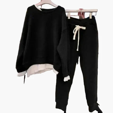 Damen Freizeit Zweiteiler Set – Lockerer Pullover und Jogginghose für Alltag und Sport