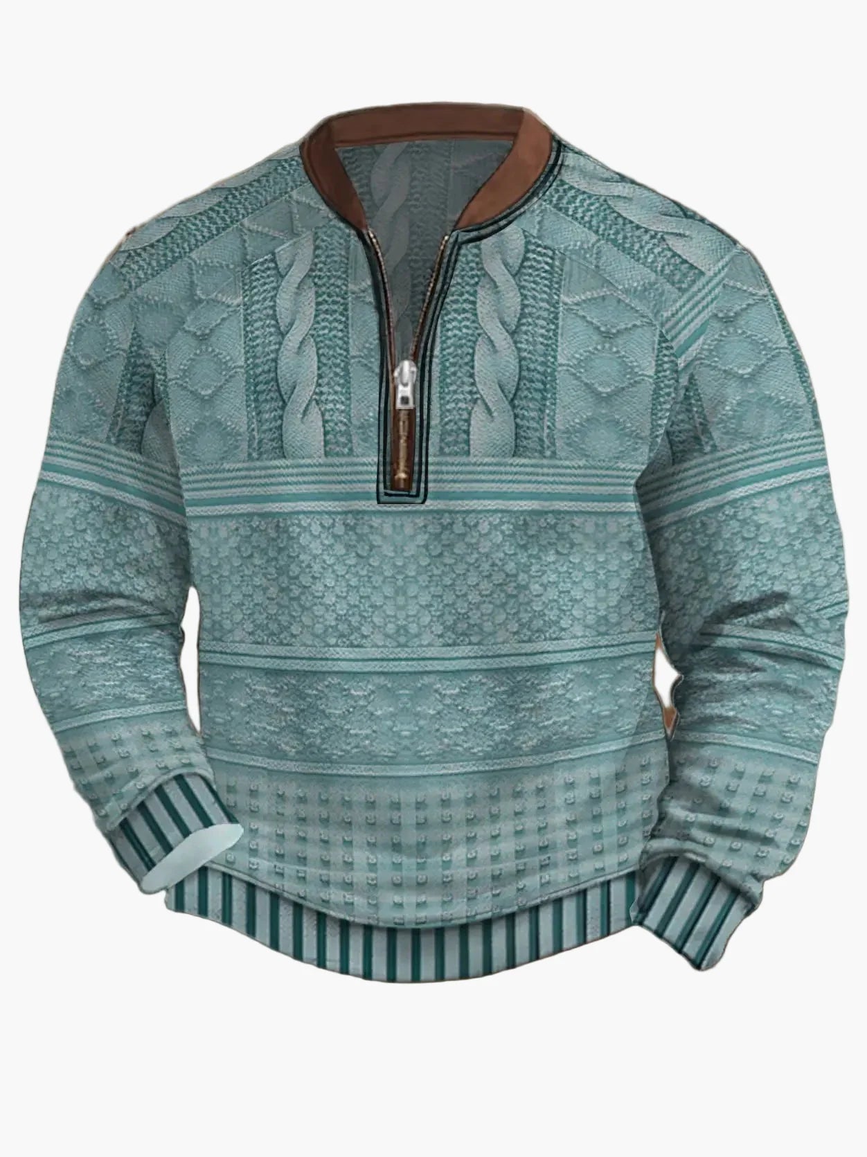 Pull homme style vintage avec demi-fermeture éclair – Pull décontracté élégant pour quotidien et extérieur