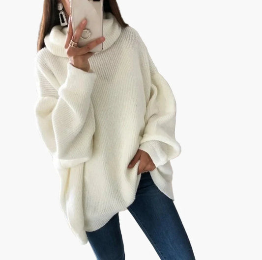Pull col roulé oversize femme – Style décontracté pour l'automne et l'hiver