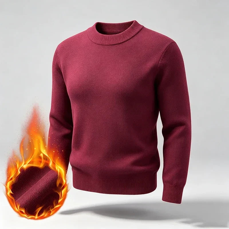 Herren Rollkragenpullover einfarbig wärmend Fleece-Innenseite Langarm