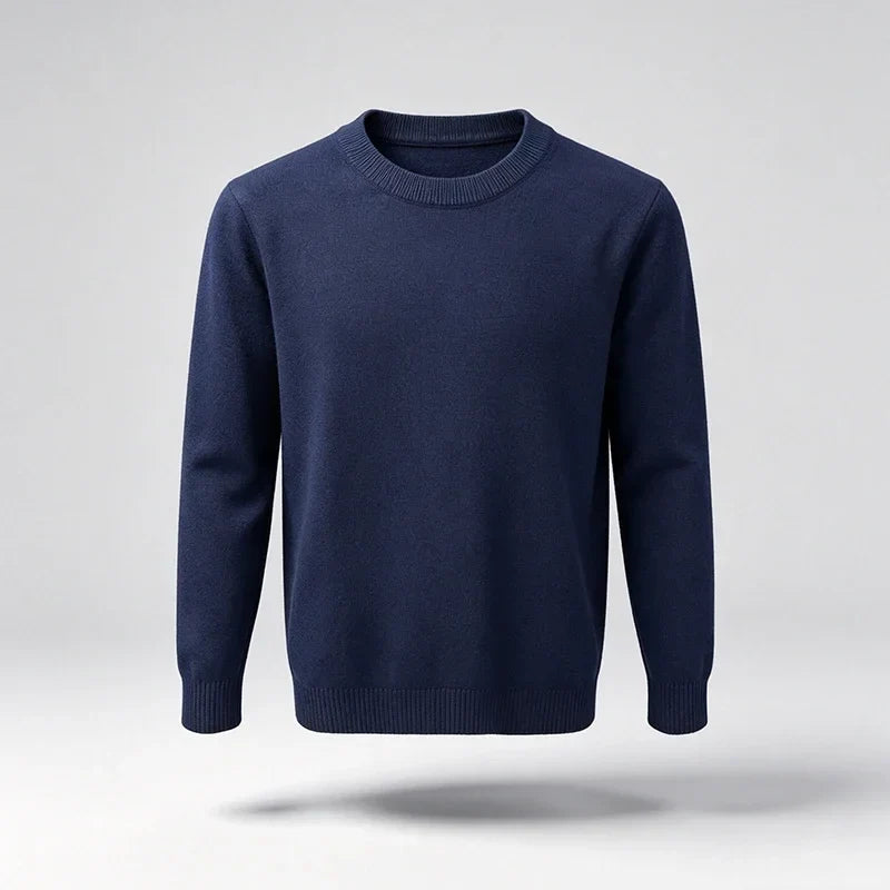 Pullover unisex a maniche lunghe, girocollo, in maglia fine con polsini a coste