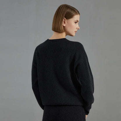 Pull pour femme à col rond, texture côtelée et couture décorative