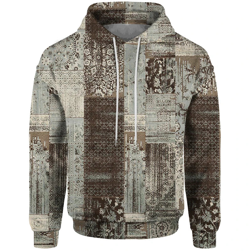 Sudadera con capucha y estampado de patchwork - Jersey estampado