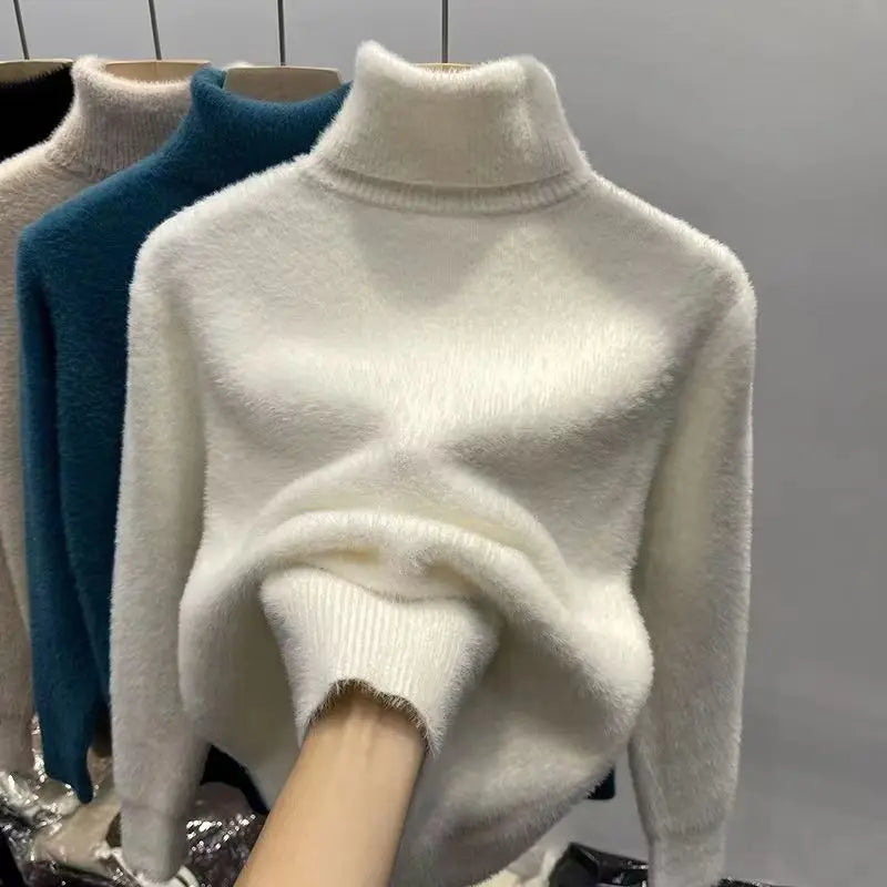 Dolcevita da donna, maglione lavorato a maglia, soffice, caldo e confortevole
