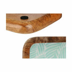 Middenstuk bladvorm polyester hars mangohout, 45 x 15 cm, set van 6