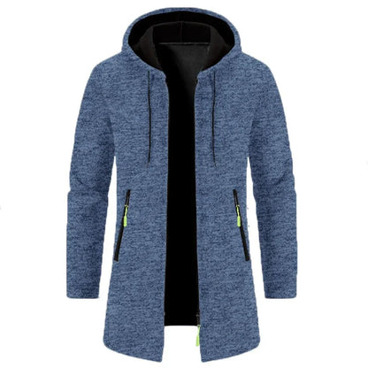Herren Hoodie Jacke Lang Strickoptik mit Reißverschluss-Taschen