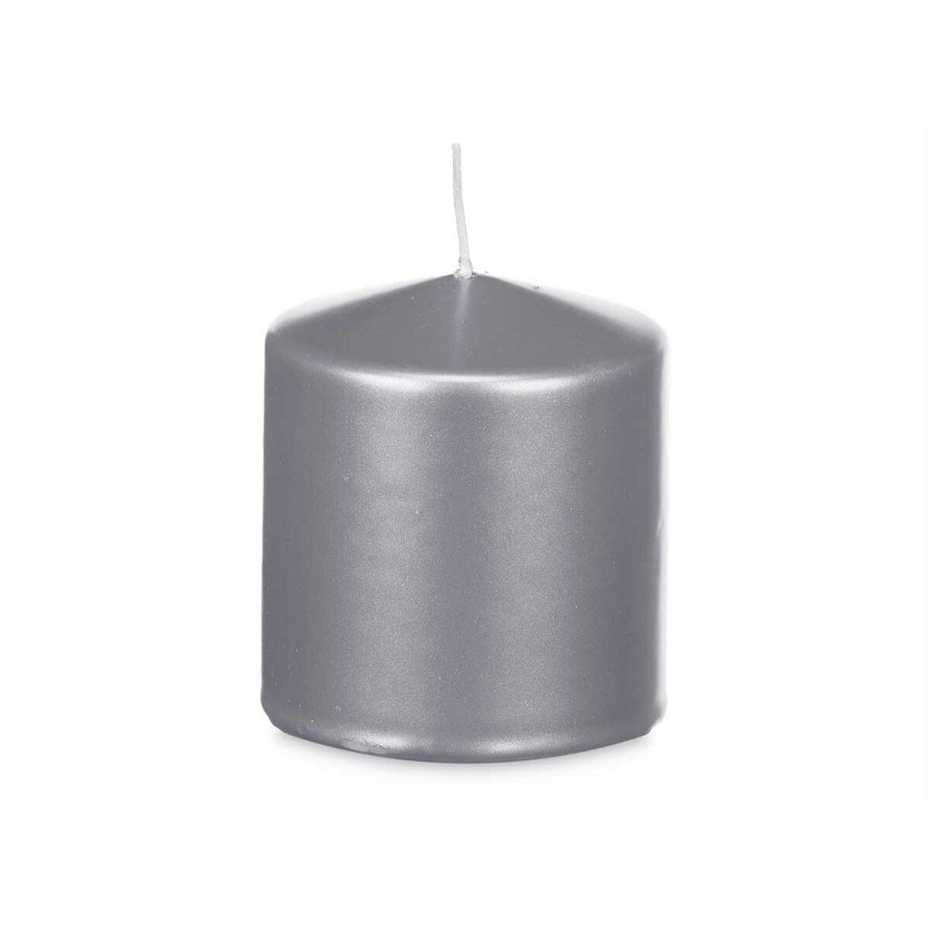 Kaars zilverkleurig 9 x 10 x 9 cm, set van 12 stuks