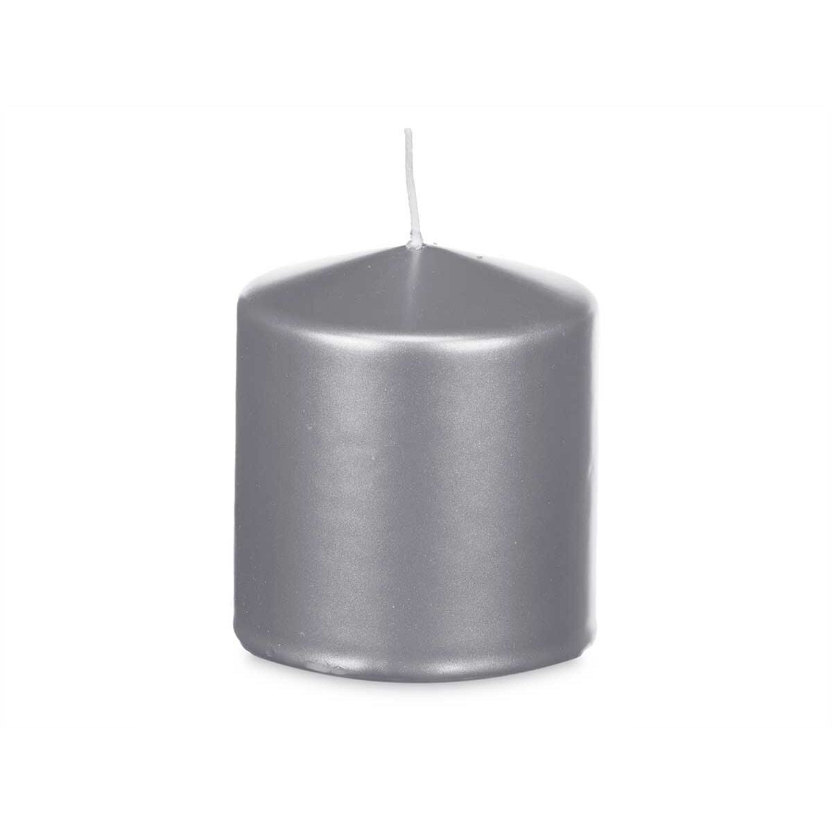 Kaars zilverkleurig 9 x 10 x 9 cm, set van 12 stuks