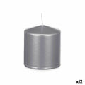 Kaars zilverkleurig 9 x 10 x 9 cm, set van 12 stuks