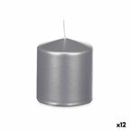 Kaars zilverkleurig 9 x 10 x 9 cm, set van 12 stuks