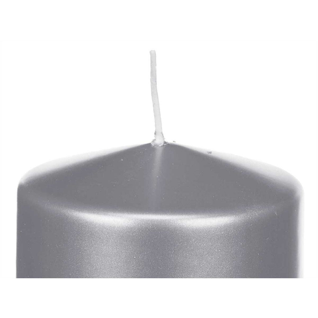 Kaars zilverkleurig 9 x 10 x 9 cm, set van 12 stuks