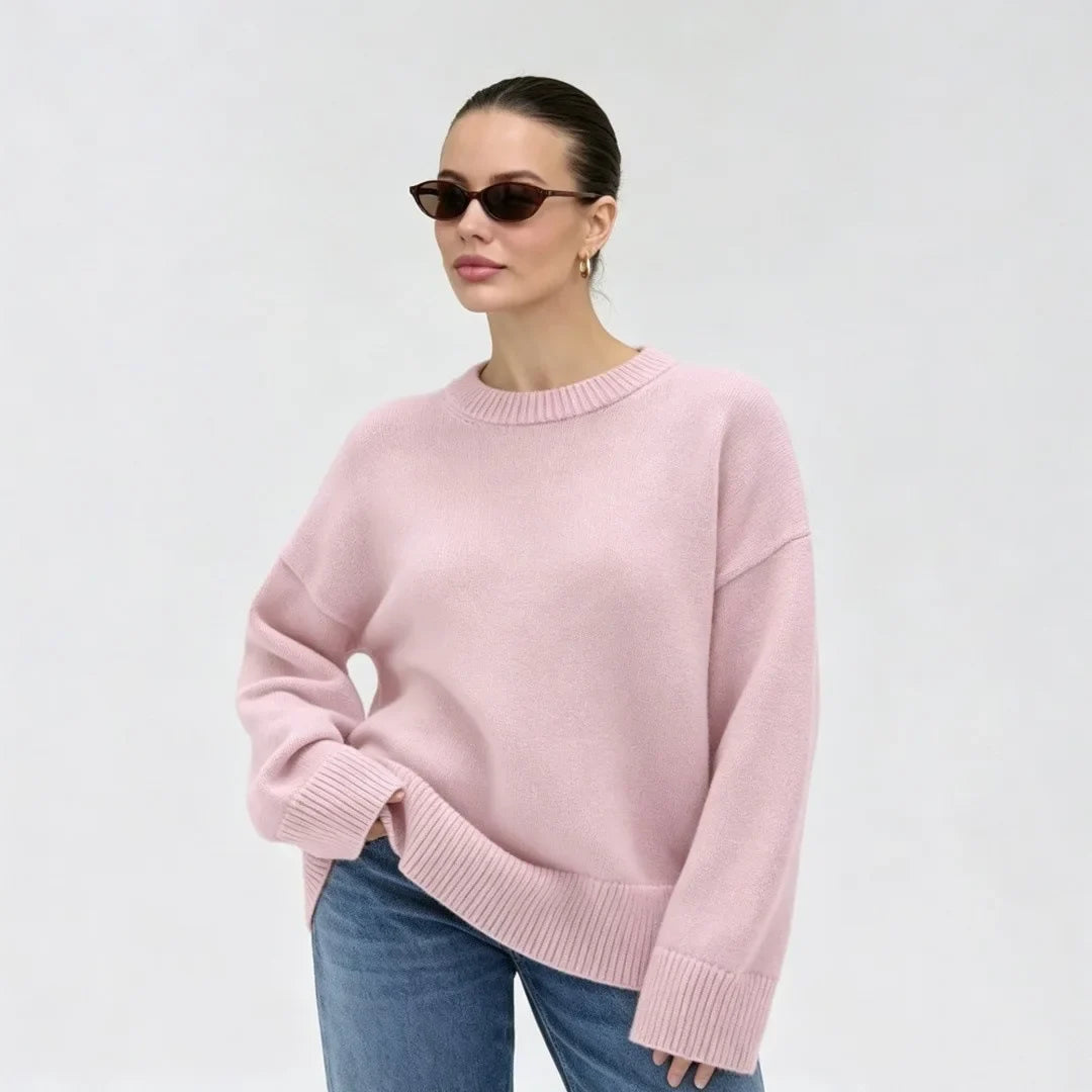 Pull oversize pour femme à col rond, pull en maille, coupe ample