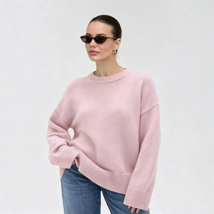Pull oversize pour femme à col rond, pull en maille, coupe ample