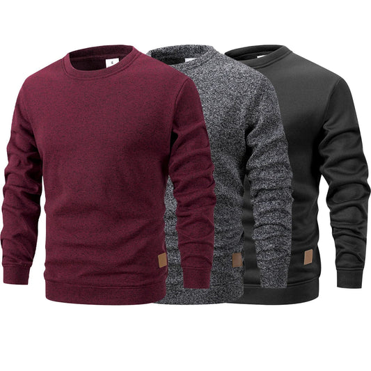 Herren Rundhals Pullover Melange Optik Langarm Sweatshirt