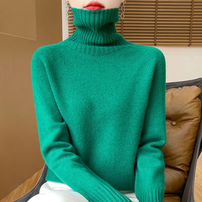 Damen Rollkragenpullover mit langen Ärmeln - Kuscheliger Strickpullover