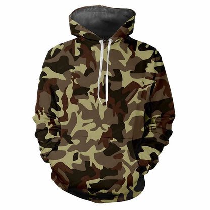Hoodie Camouflage-Muster Kapuzenpullover mit Kängurutasche