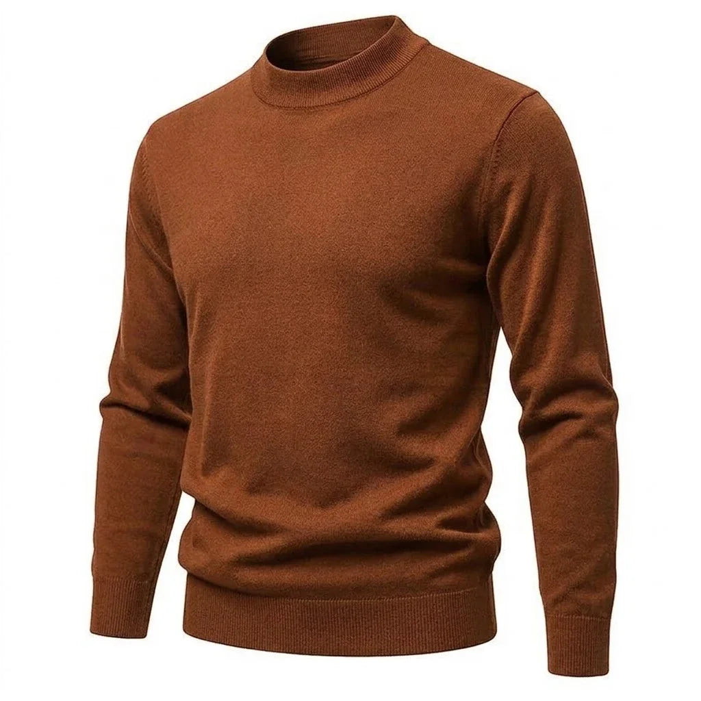 Herren Rollkragenpullover Basic Strickpullover Hochgeschlossen Cremefarben