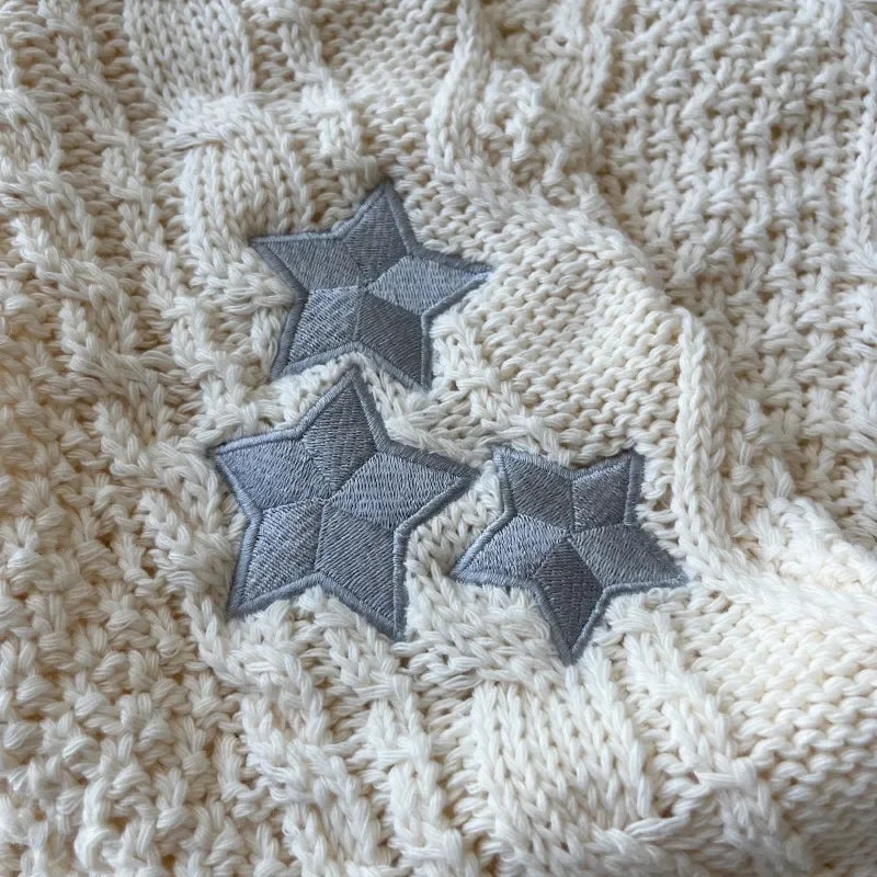 Strickjacke Damen Beige mit Sternen & Zopfmuster