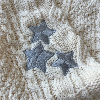 Strickjacke Damen Beige mit Sternen & Zopfmuster