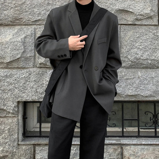 Herren Oversize Sakko Locker Fallend Einreihig Anzugjacke