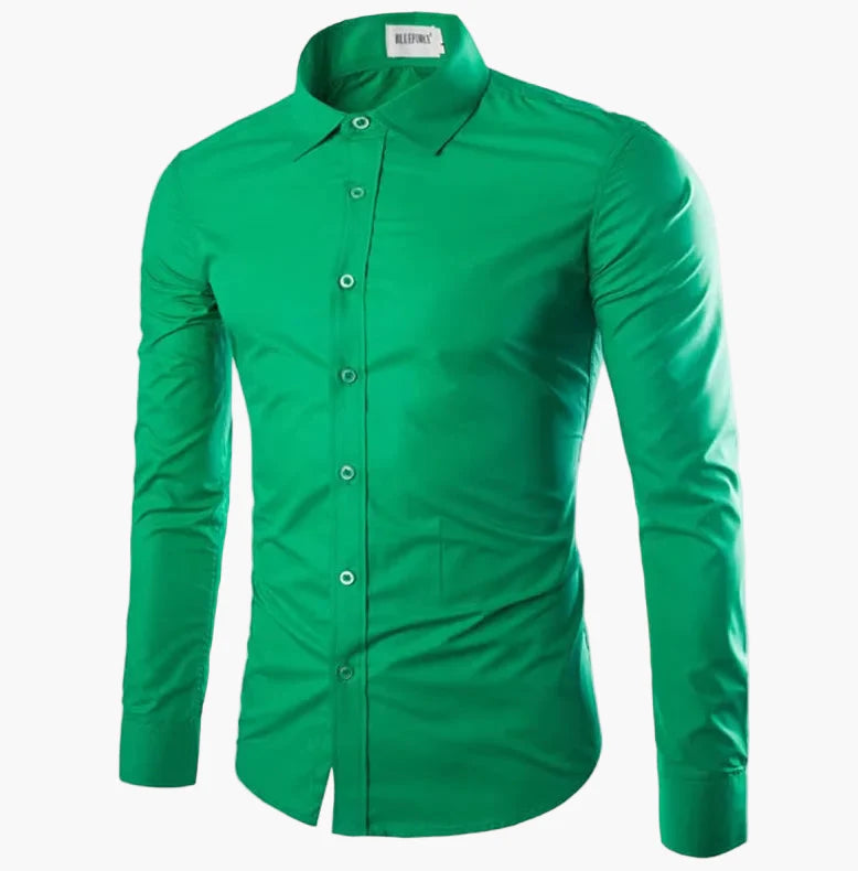 Męska koszula biznesowo-casualowa – Elegancka koszula z długim rękawem, slim fit, uniwersalna do biura i na co dzień