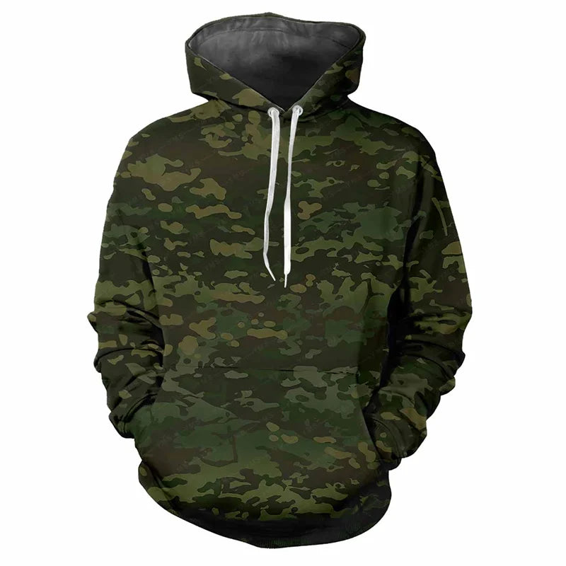Hoodie Camouflage-Muster Kapuzenpullover mit Kängurutasche