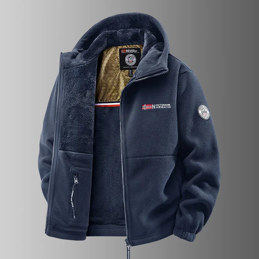 Herren Fleecejacke Kapuzenjacke warm gefüttert Reißverschluss Winter