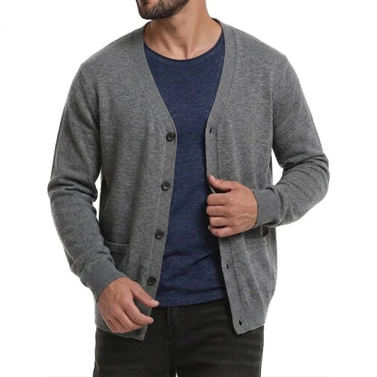 Cardigan da uomo con scollo a V e abbottonatura