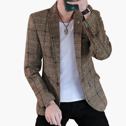 Heren blazer slim fit geruit modern business vrijetijdsjas