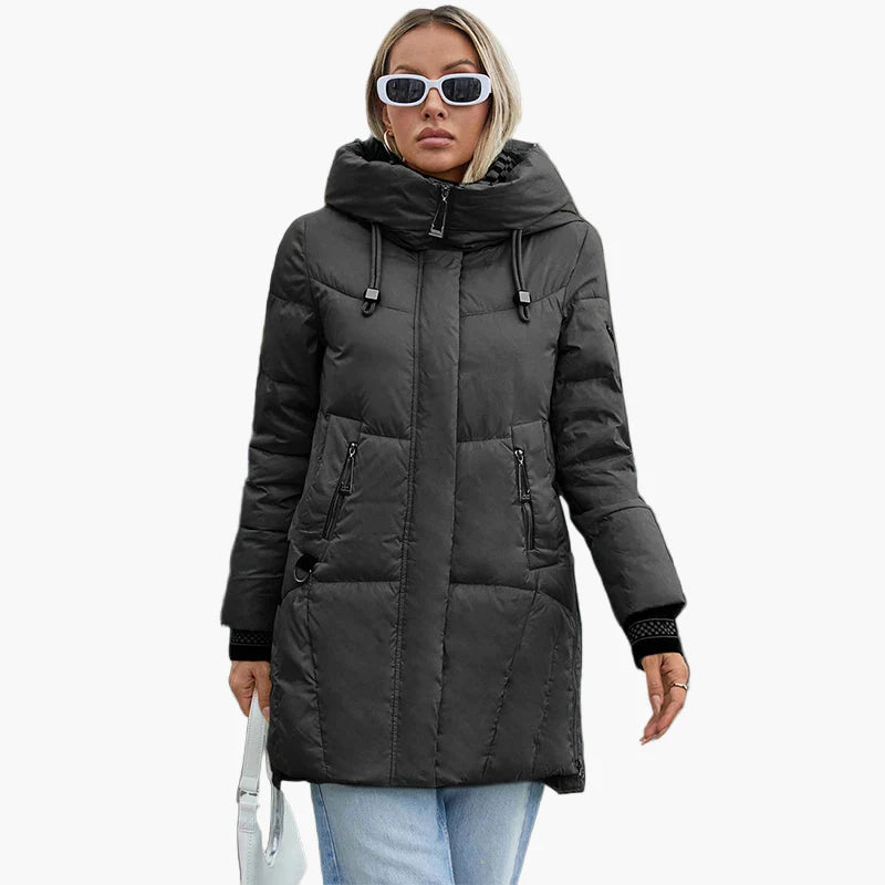 Damen Winter Steppmantel mit Kapuze – Modischer Alltagsmantel für kalte Tage