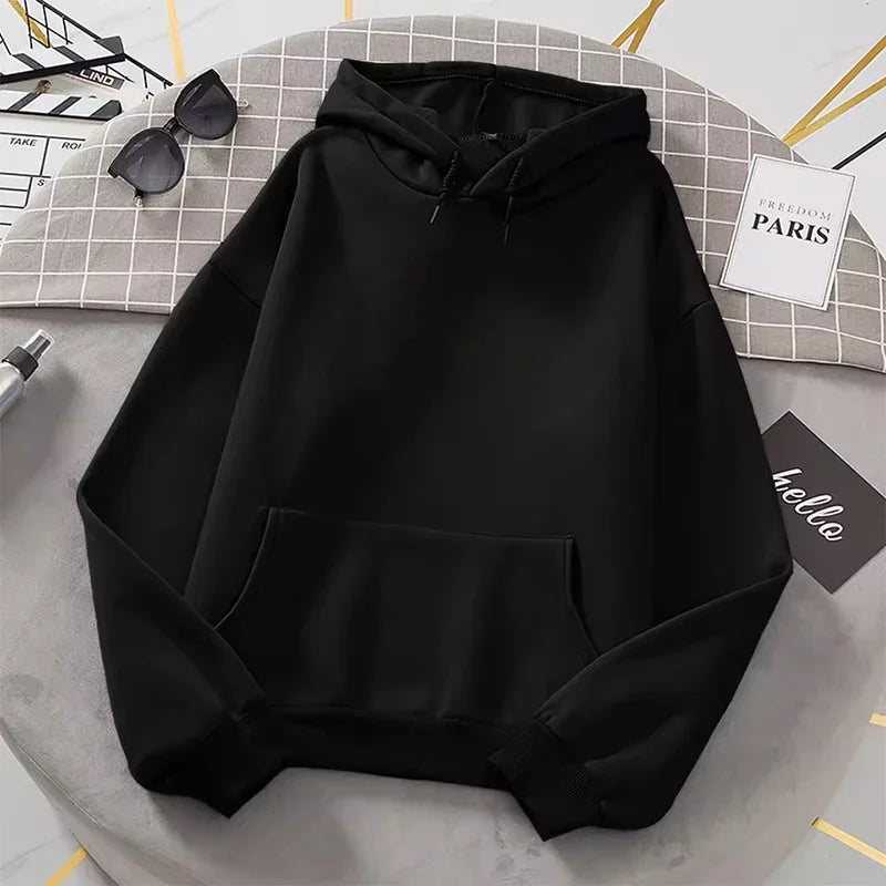Sweat à capuche basique unisexe avec poche kangourou, coloris unis