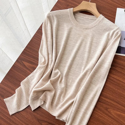 Unisex Langarm Pullover Rundhalsausschnitt Feinstrick Basic Sweater