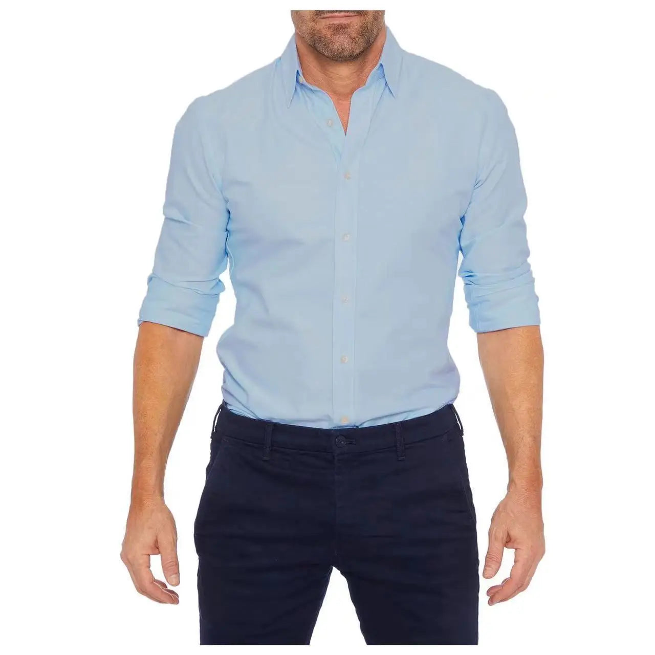 Herren Slim Fit Business Freizeithemd Langarm Modern Elegant