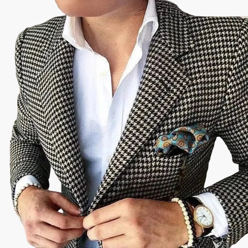 Herren Hahnentritt Sakko – Eleganter Business & Freizeit Blazer im Vintage-Stil