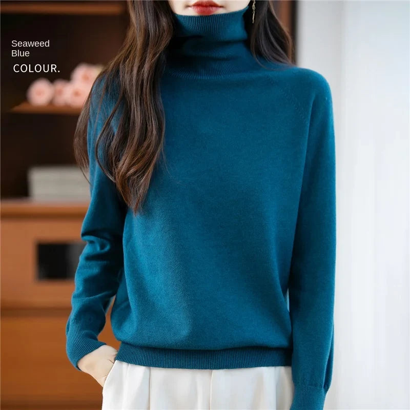 Dolcevita da donna a maniche lunghe, in maglia fine, modello basic