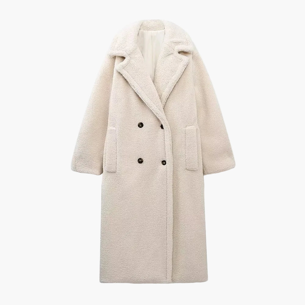 Cappotto Teddy elegante da donna con chiusura a doppio petto – Cappotto invernale raffinato per tutti i giorni e tempo libero