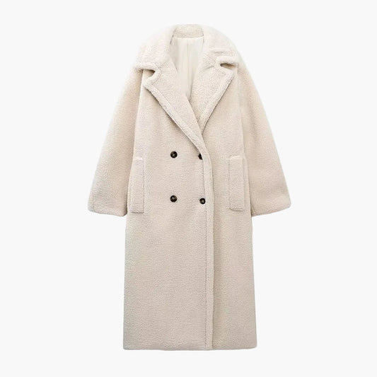 Dames Elegante Teddyjas met dubbele rij knopen – Stijlvolle Winterjas voor dagelijks gebruik en vrije tijd