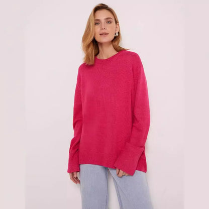 Pullover da donna in maglia oversize a maniche lunghe con scollo rotondo