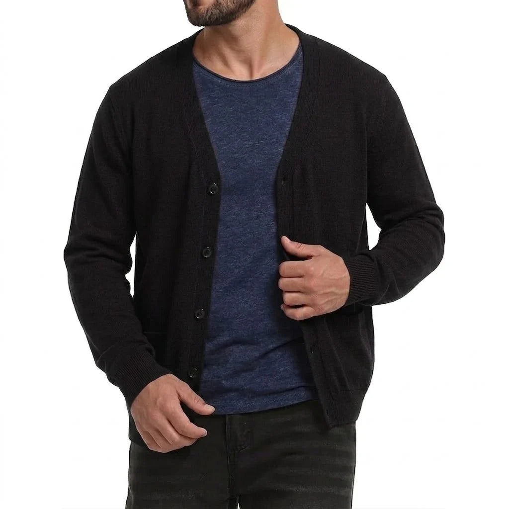 Cardigan da uomo con scollo a V e abbottonatura