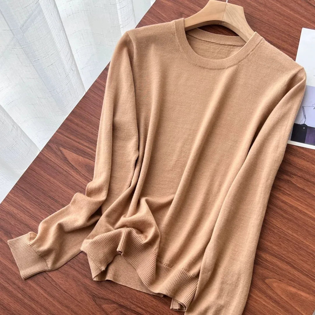 Unisex Langarm Pullover Rundhalsausschnitt Feinstrick Basic Sweater