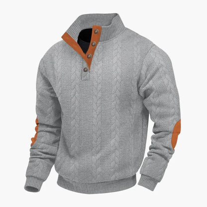 Pull en maille pour homme avec col montant et patte de boutonnage – Pull de loisirs à la mode pour l'automne et l'hiver