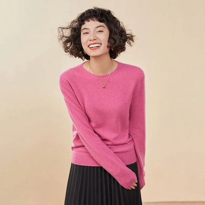 Pull femme col rond manches longues en maille