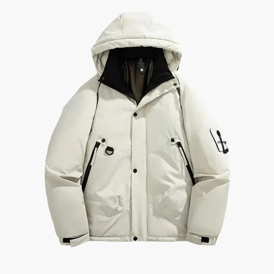 Herr quiltad jacka med huva – Vinterjacka outdoor sportstil