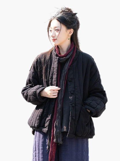 Damen Vintage Kurzjacke – Lockerer Stil, Freizeit Herbst/Winter Jacke