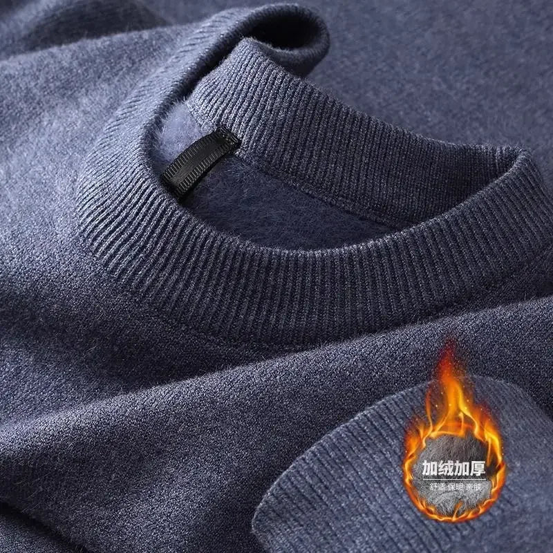 Pull unisexe avec doublure polaire chaude, col roulé ou col rond, différentes couleurs